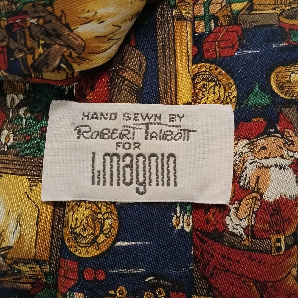 Robert Talbott For I‎ Magnin Tie Mens One Size Blue Silk Santa Christmas Holiday